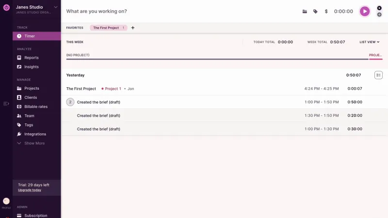 Toggl Track — Productivity, интерфейс, скриншот 5/703