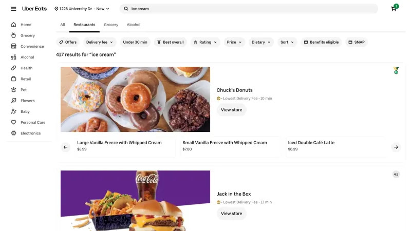 Uber Eats — Food & Drink, интерфейс, скриншот 3/256