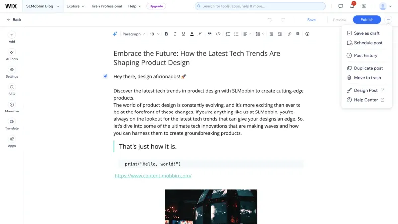 Wix — Design, интерфейс, скриншот 1115