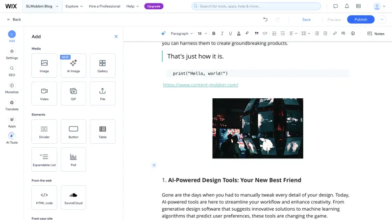 Wix — Design, интерфейс, скриншот 1165
