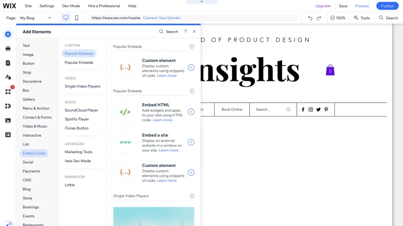 Wix — Design, интерфейс, скриншот 1207