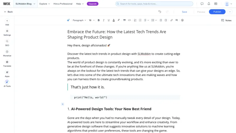 Wix — Design, интерфейс, скриншот 1275