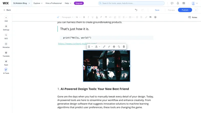 Wix — Design, интерфейс, скриншот 1331