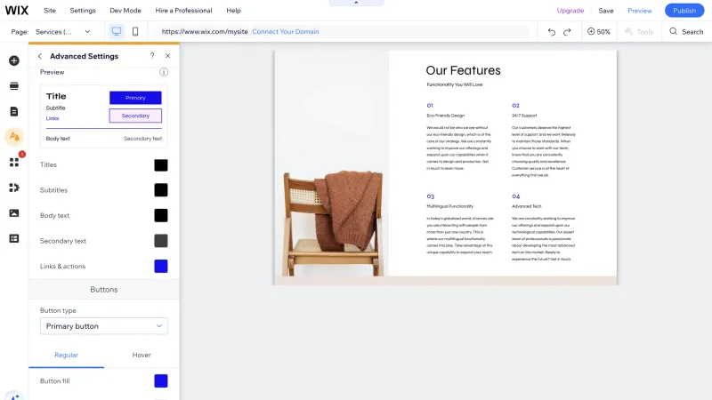 Wix — Design, интерфейс, скриншот 1337