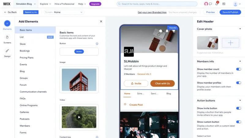 Wix — Design, интерфейс, скриншот 1394