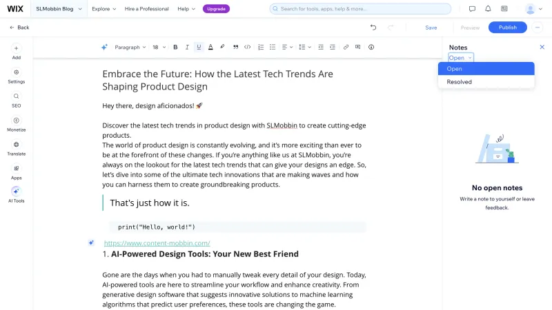 Wix — Design, интерфейс, скриншот 1415