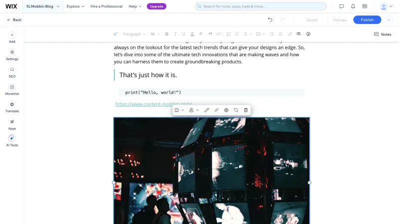 Wix — Design, интерфейс, скриншот 1437