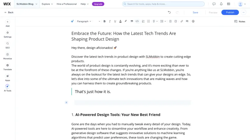 Wix — Design, интерфейс, скриншот 1441